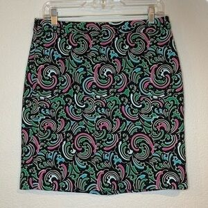 Banana Republic stretch cotton swirl pattern skirt 10